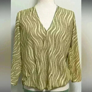 Michael Kors Chain PrintHi Lo 3/4 Sleeve V Neck Top